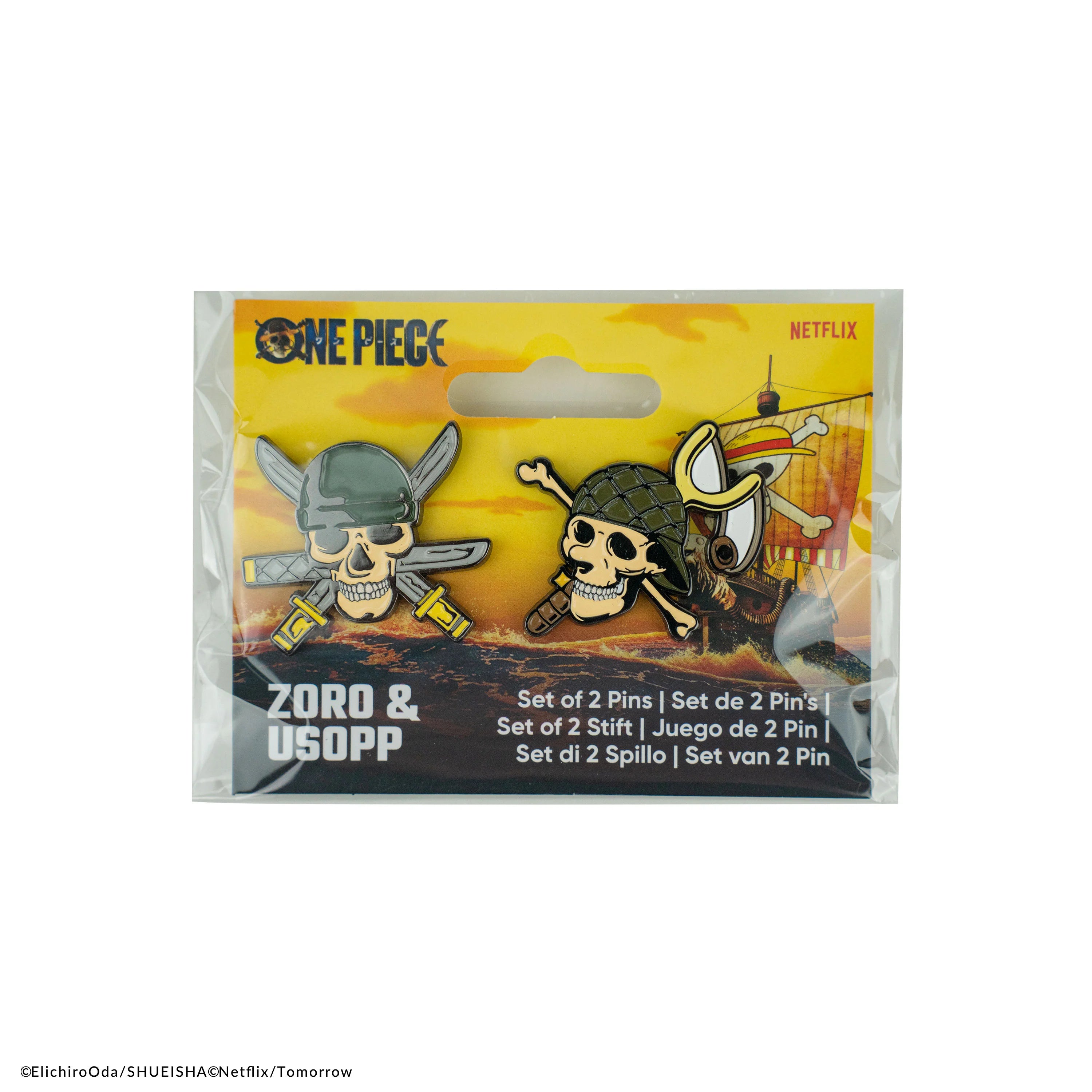 Eendelige set van 2 pin-badges Zoro en Usopp