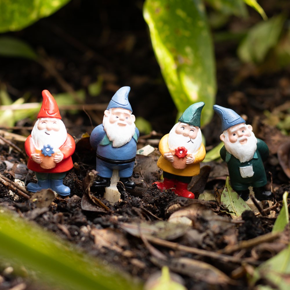 Set van 4 Mini Gnome Plant Pot Pals