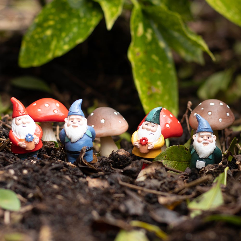 Set van 4 Mini Gnome Plant Pot Pals