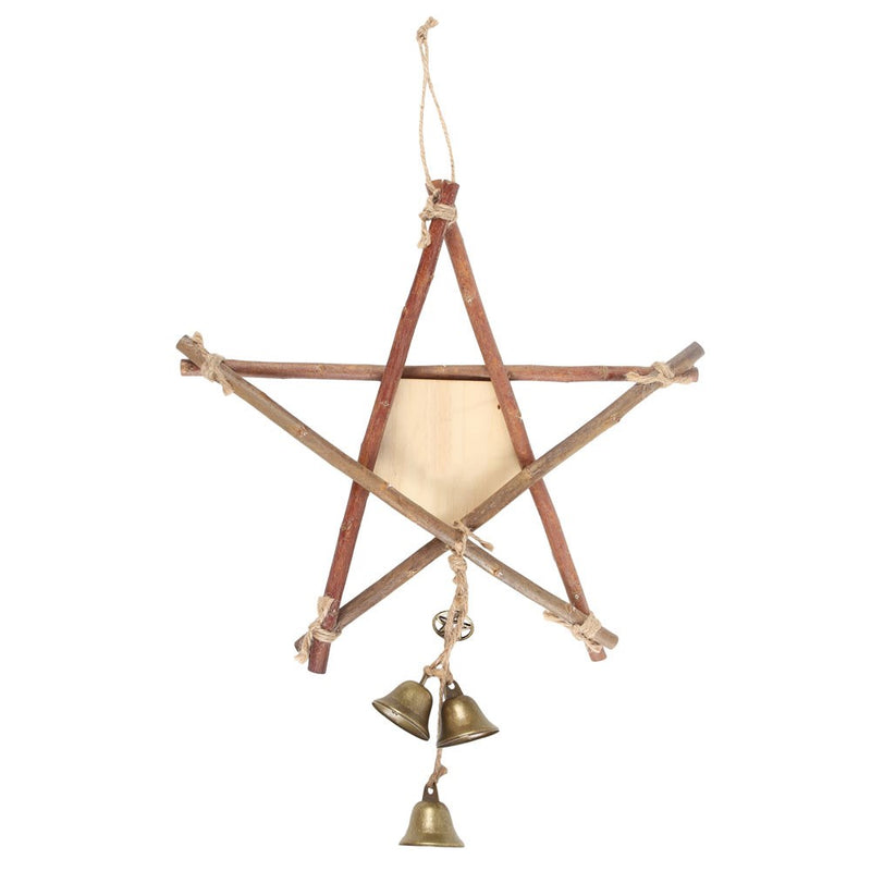 Witches Welcome Willow Pentagram Sign with Witch Bells
