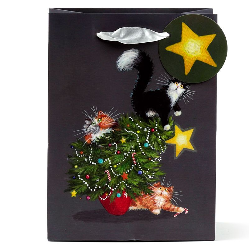 Kim Haskins Cats Christmas Tree - Gift Bag Medium