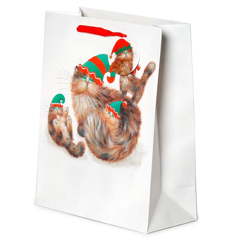 Kim Haskins Cats Christmas Elf - Gift Bag Large