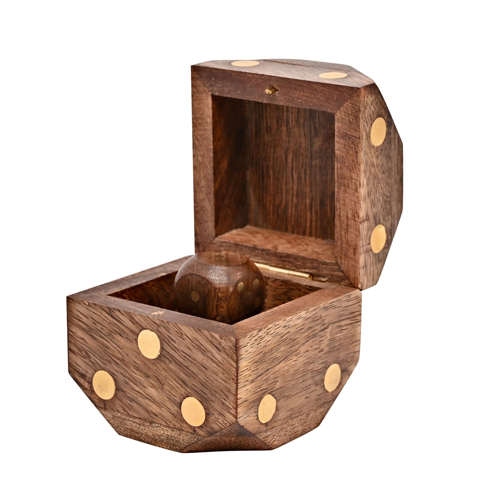 Wooden Dice Box with 5 Dice