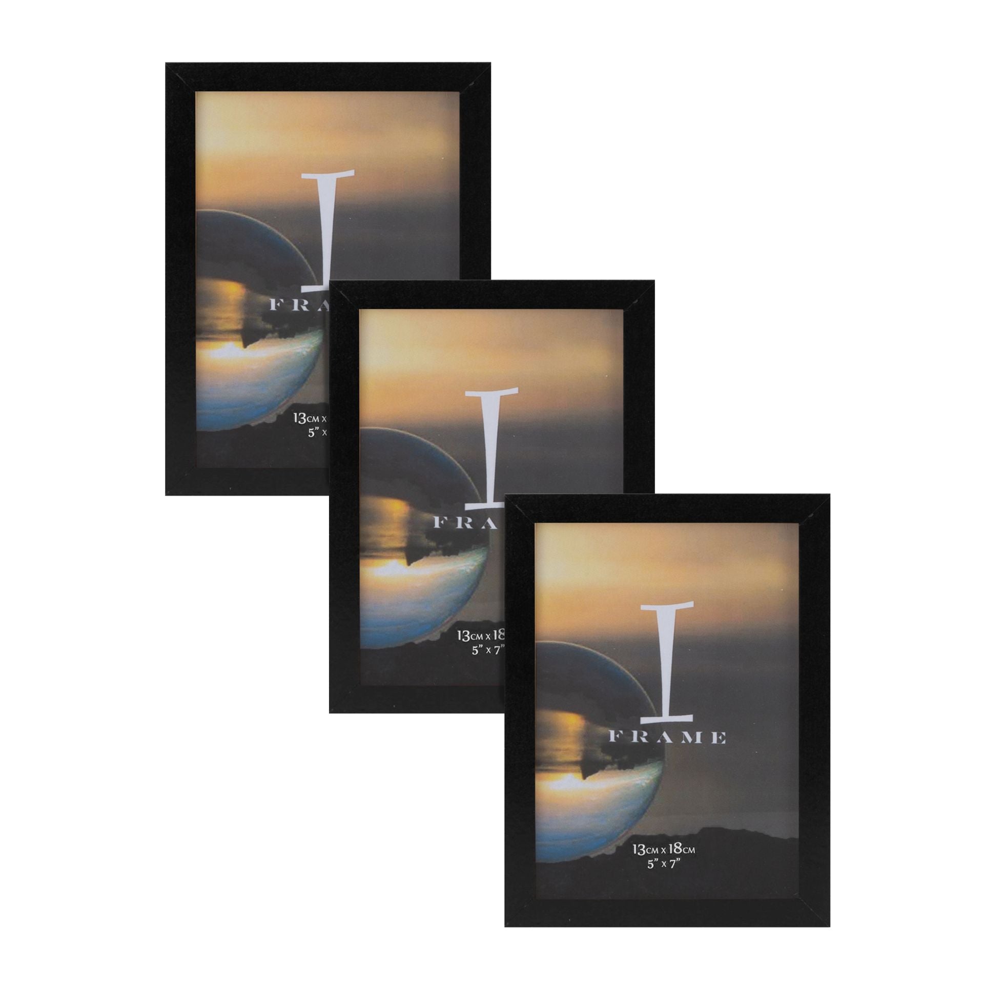 Frame Set of 3 Photo Frames Black 5" x 7" *(13x18 cm)