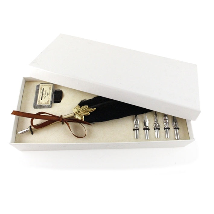 Calligraphy set black feather pen