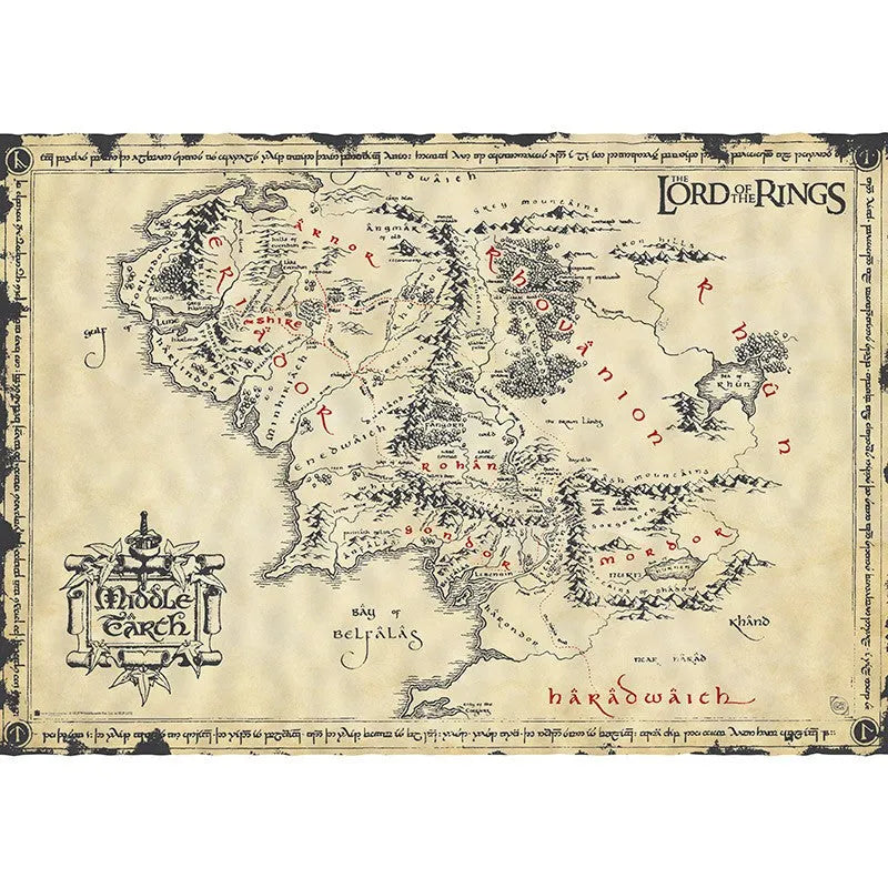 Lord of the Rings Parchment poster - Middle Earth - Olleke Wizarding Shop Amsterdam
