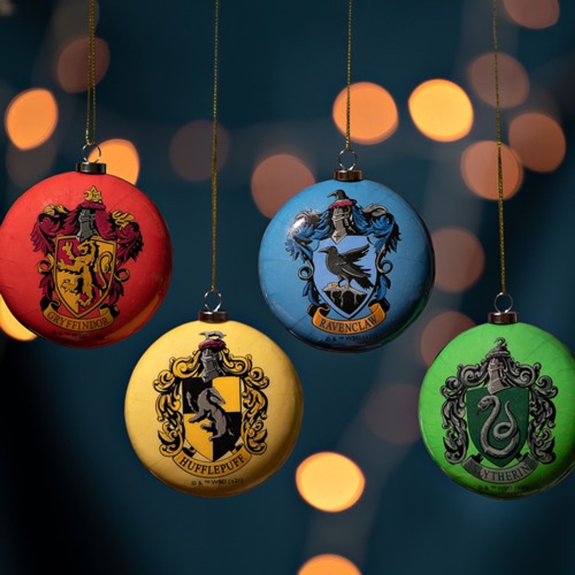 Harry Potter Set van 4 Platte Kerstballen - Zweinstein Huizen