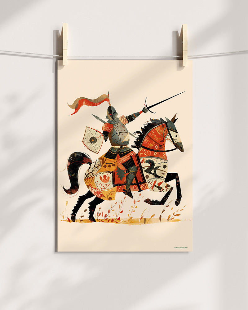 Knight on horse Art Print