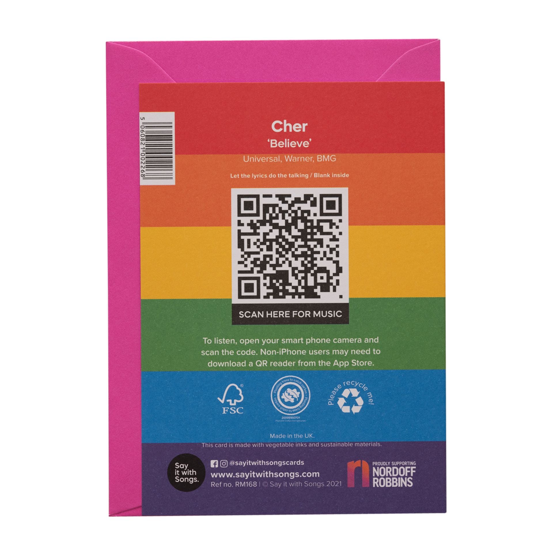 Say It With Songs Greeting Card - Believe - Cher - Olleke Wizarding Shop Amsterdam