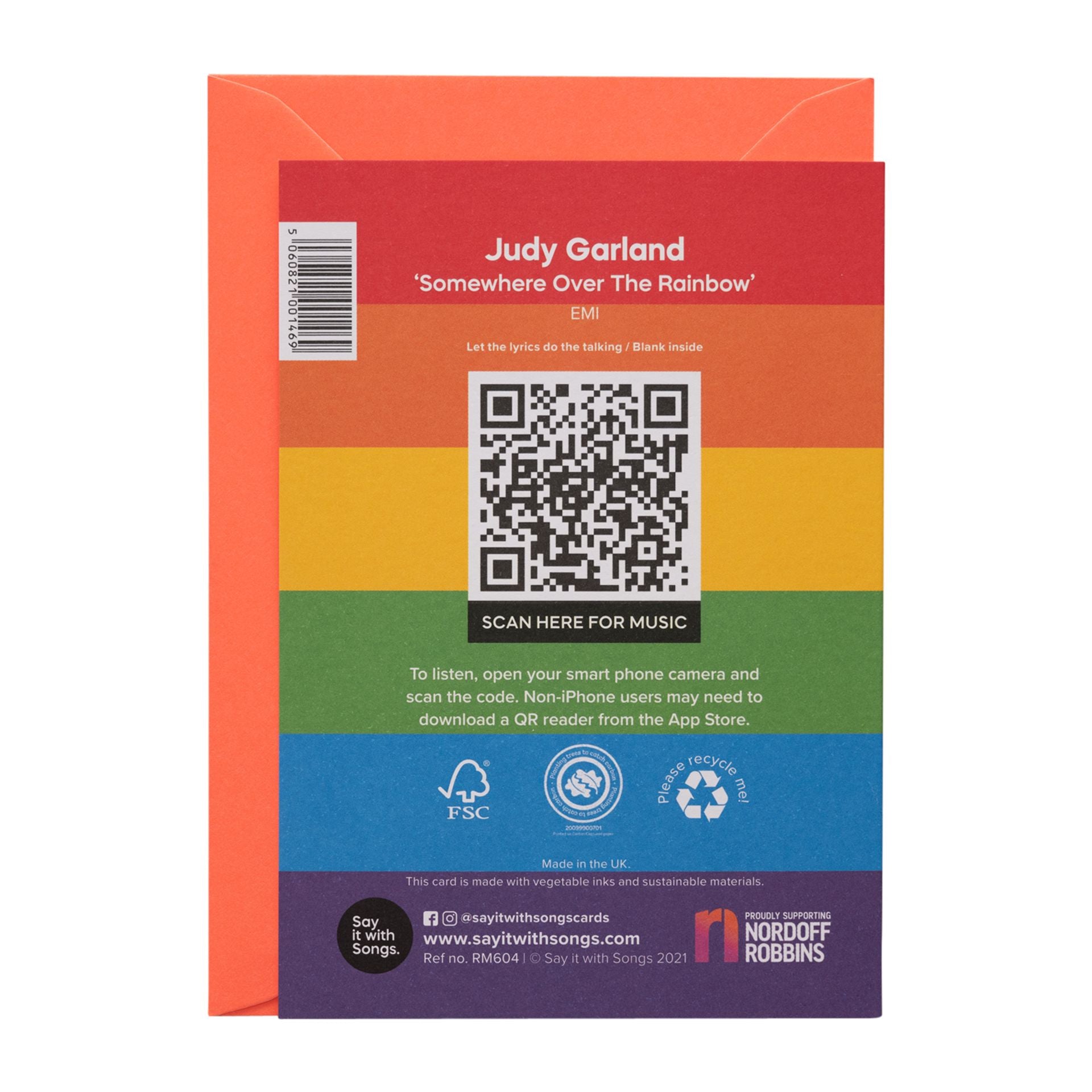 Say It With Songs Greeting Card - Somewhere Over The Rainbow - Judy Garland - Olleke Wizarding Shop Amsterdam