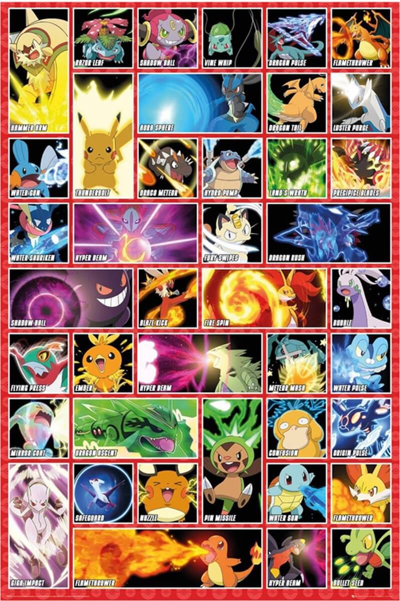 Affiche des mouvements de Pokémon