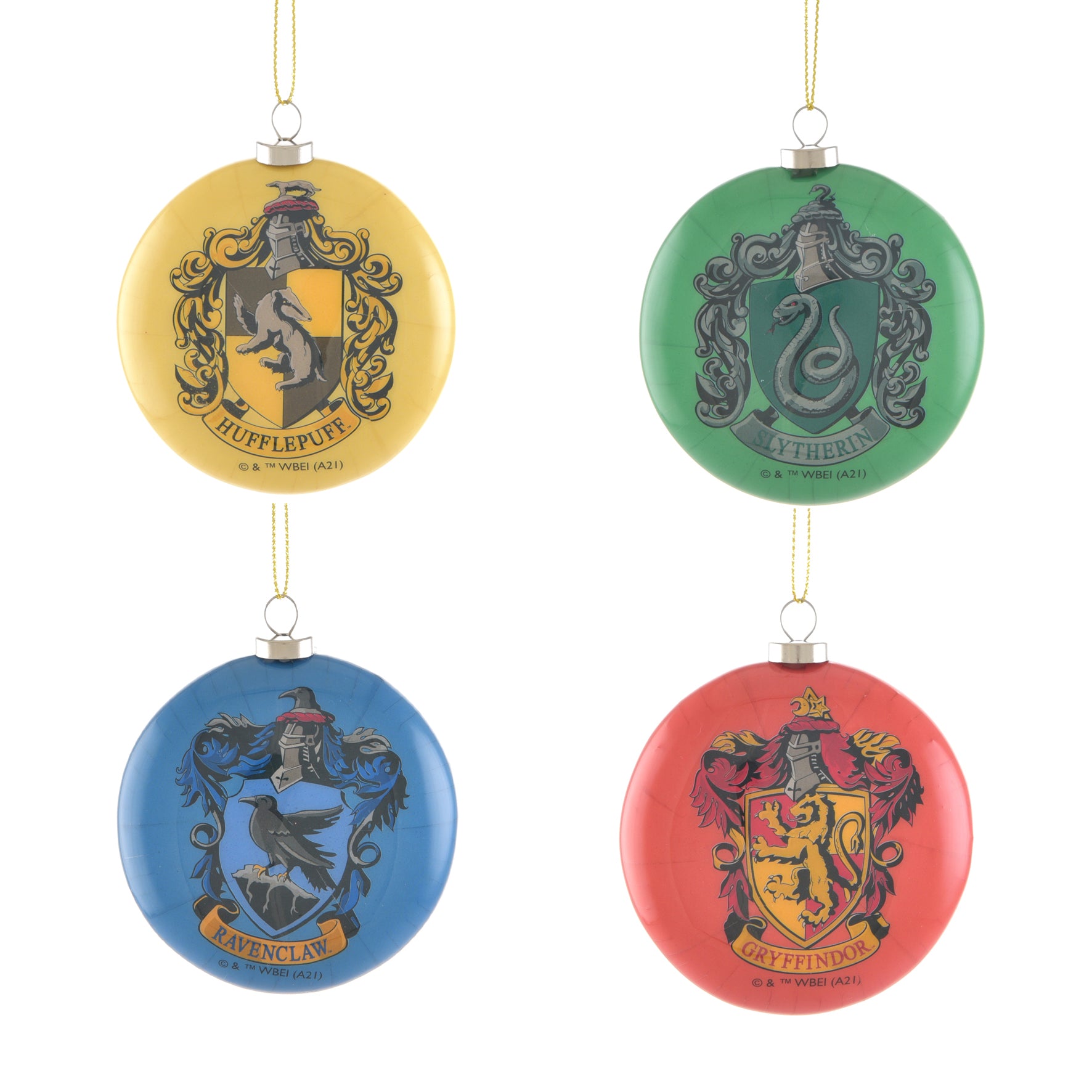 Harry Potter Set of 4 Flat Baubles - Hogwarts Houses