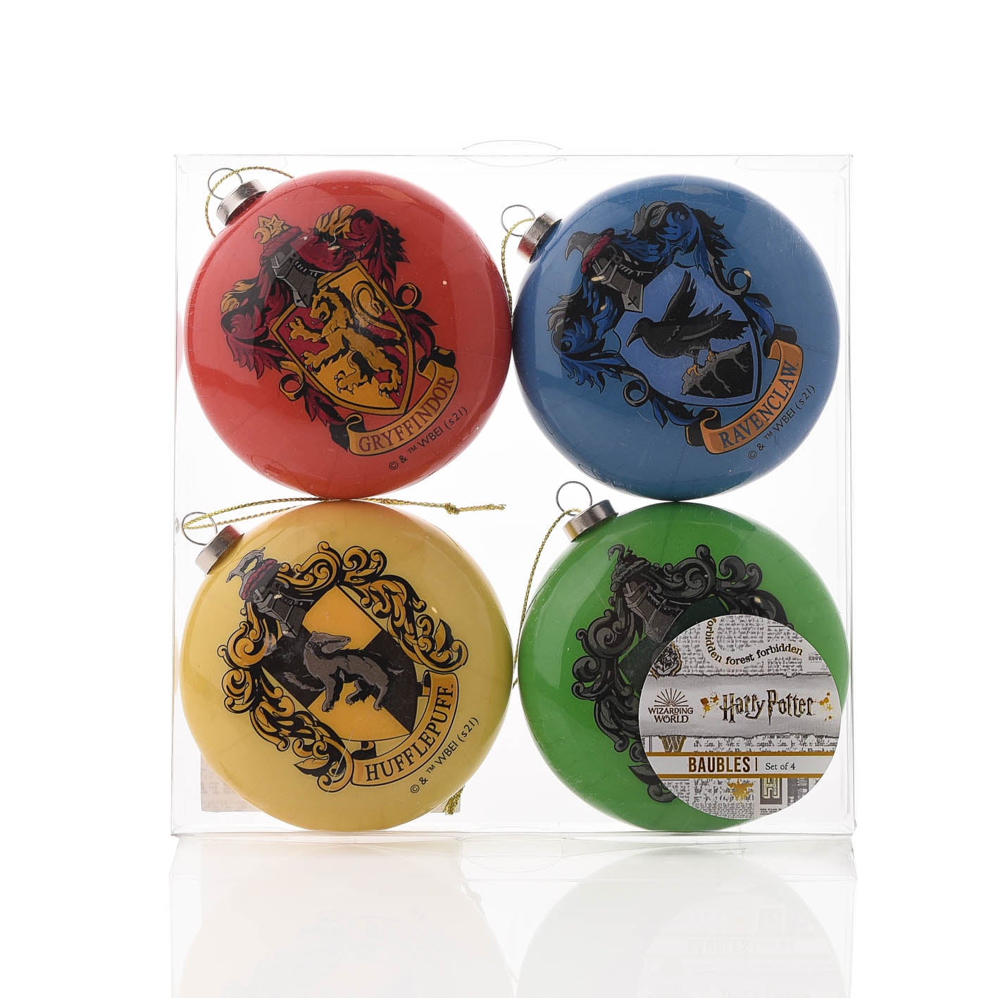 Harry Potter Set of 4 Flat Baubles - Hogwarts Houses