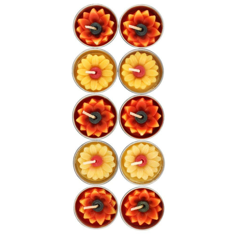 Set of 10 Yellow and Orange Sunflower Candles