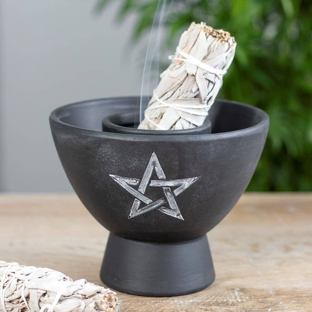 Zwarte Pentagram Terracotta Smudge Bowl