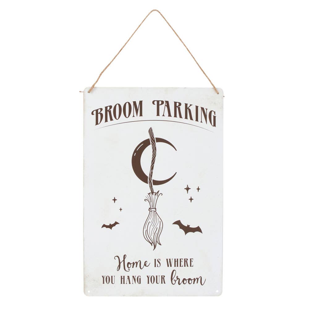 Broom Parking Halloween Metal Sign