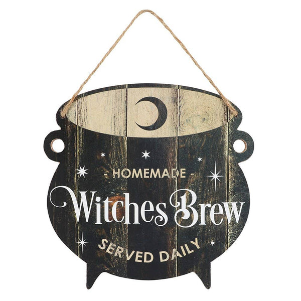 Witches Brew Cauldron Hanging Halloween Sign