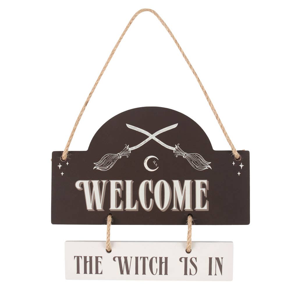 The Witch Is In Hanging Halloween Sign