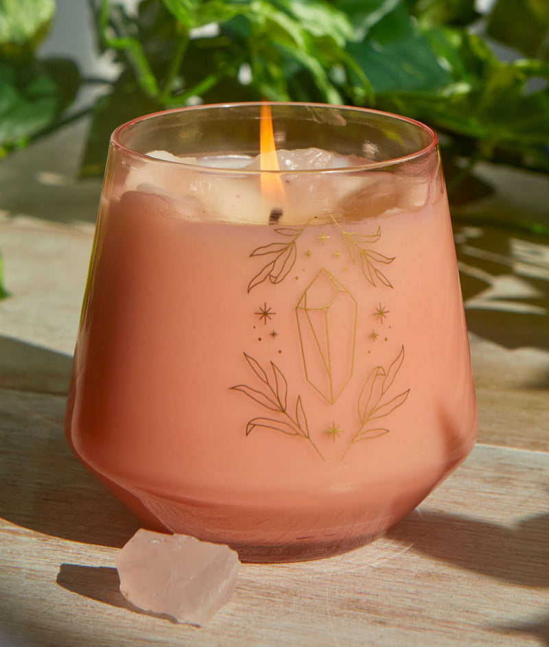 Rose Quartz Crystal Healing Scented Glass Candle
