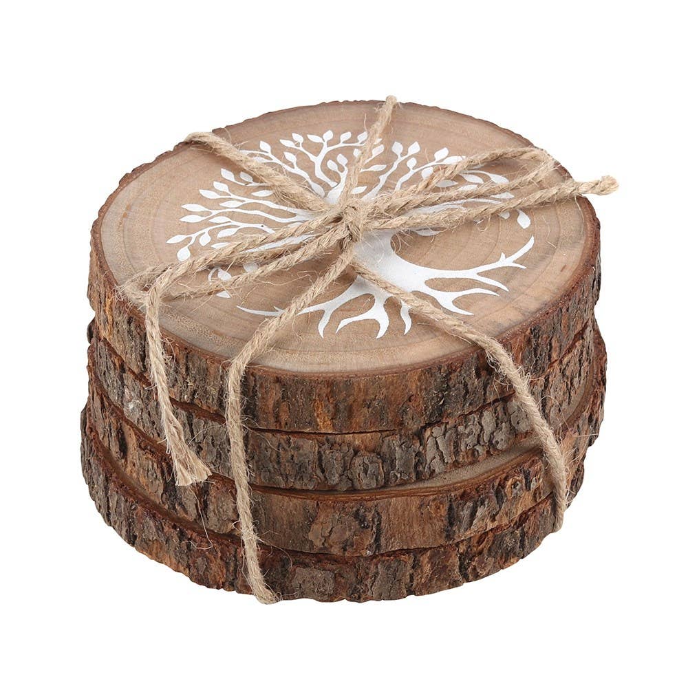 Ensemble de sous-verres en tranches de bois Arbre de vie