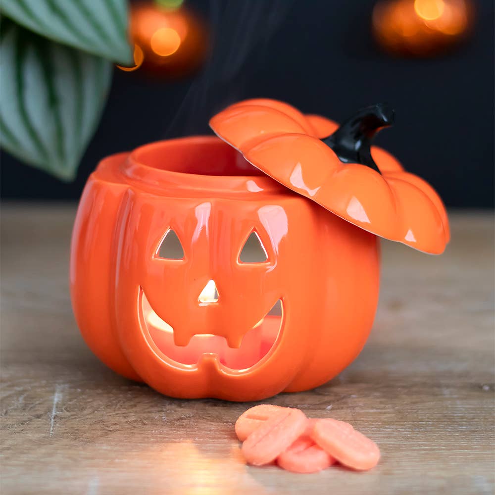 Orange Halloween Jack-O-Lantern Oil Burner and Wax Warmer