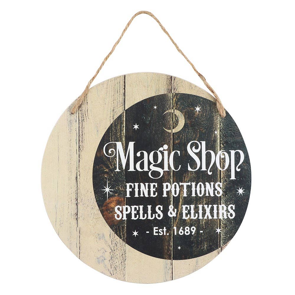 Panneau rond à suspendre pour Halloween Magic Shop