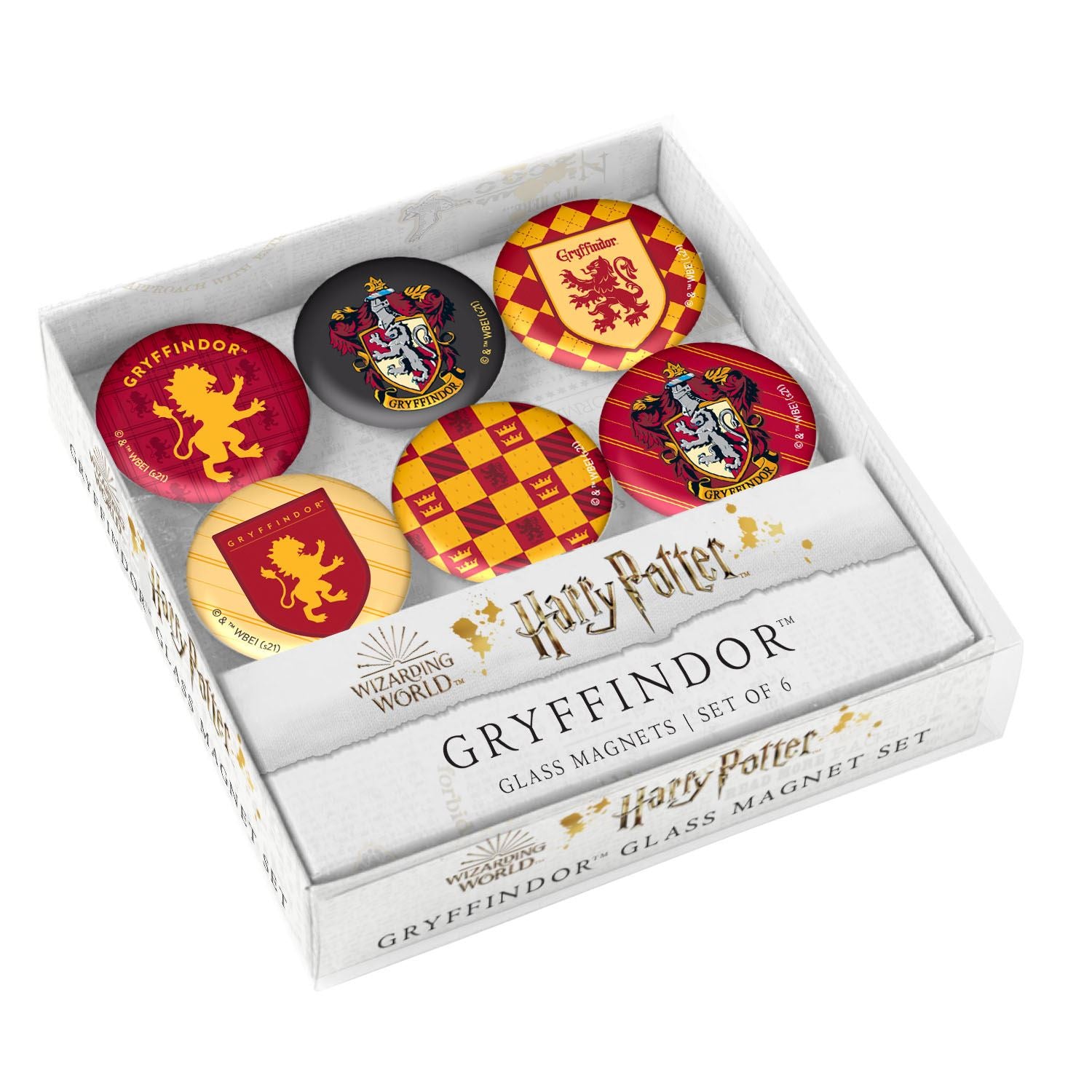 Harry Potter: Gryffindor Glass Magnet Set - Olleke Wizarding Shop Amsterdam Brugge London