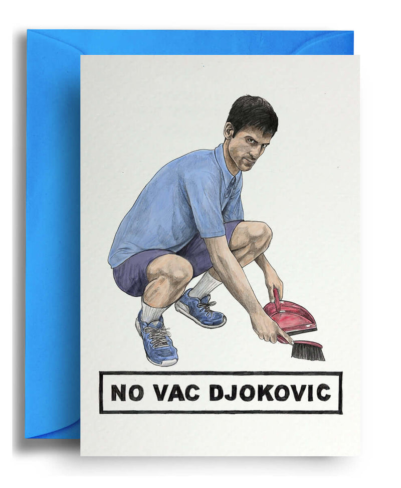 No Vac Djokovic Greeting Card - Olleke Wizarding Shop Brugge London Maastricht