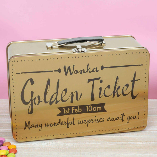 Charlie & The Chocolate Factory Golden Ticket Lunch Box Tin - Olleke | Disney and Harry Potter Merchandise shop