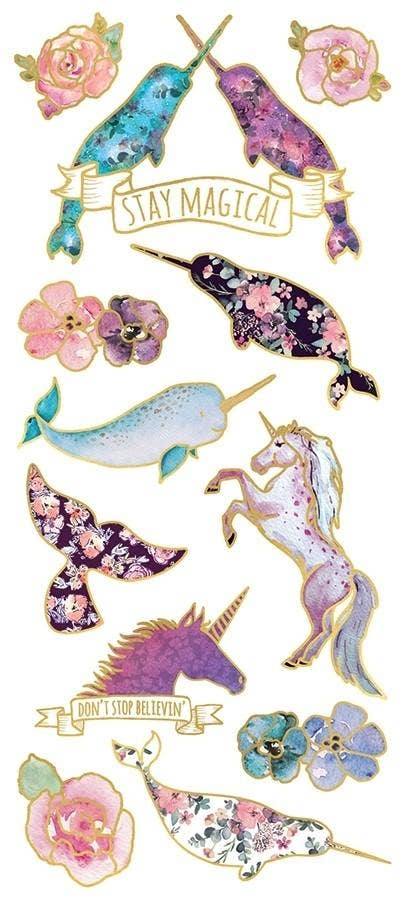 Narwhal & Unicorn Enamel Sticker