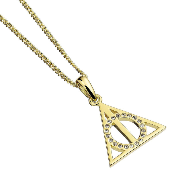 Harry Potter Deathly Hallows Gold Necklace Embellished with Swarovski Crystals - Olleke | Disney and Harry Potter Merchandise shop