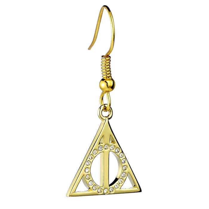 Harry Potter Deathly Hallows Gold Plated Sterling Silver Earrings - Olleke Wizarding Shop Amsterdam Brugge London Maastricht