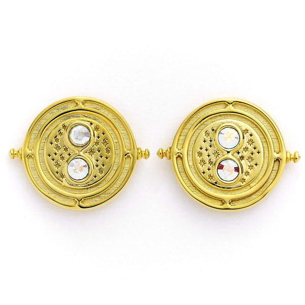 Harry Potter Time Turner Sterling Silver, Gold Plated Stud Earrings with Crystals - Olleke Wizarding Shop Brugge London Maastricht