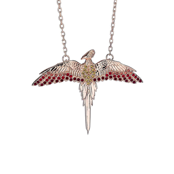 Harry Potter Sterling Silver Rose Gold Plated Fawkes Necklace Embellished with Swarovski Crystals - Olleke | Disney and Harry Potter Merchandise shop