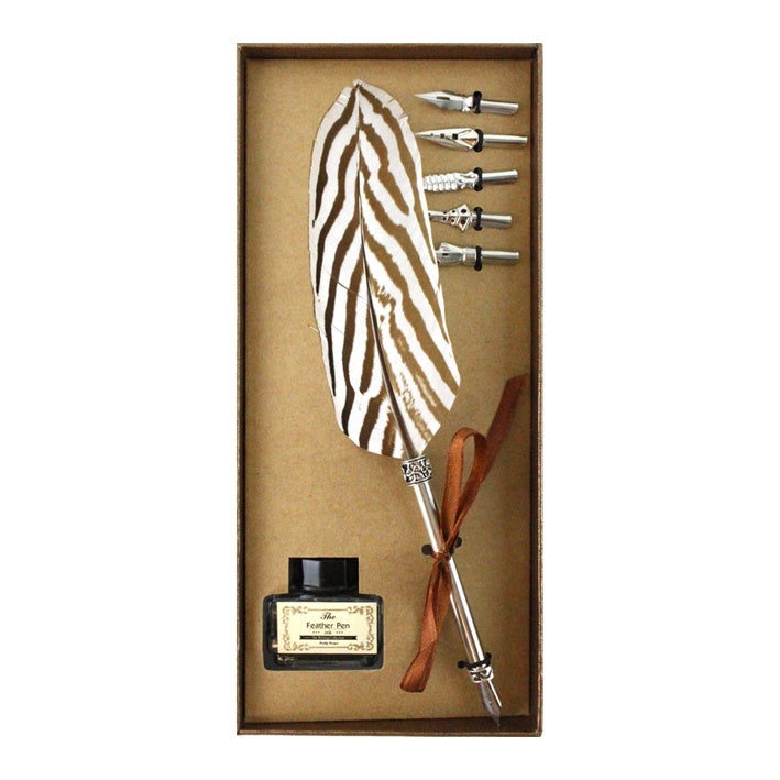 Coffret de calligraphie stylo plume de faisan