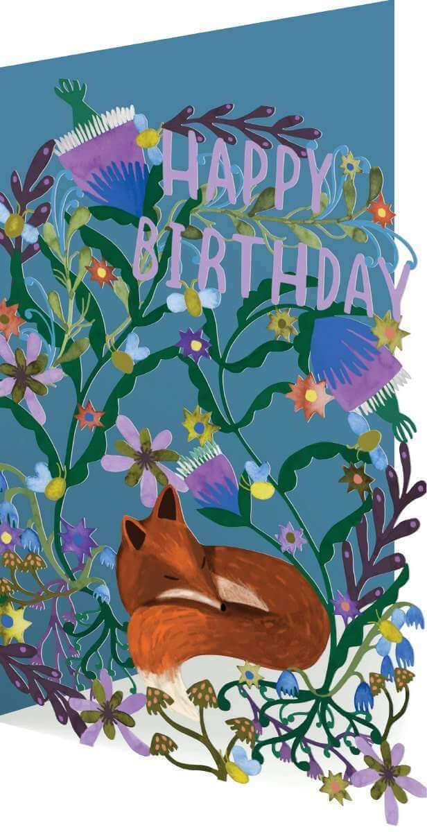Sleepy Fox Happy Birthday Lasercut Card - Olleke | Disney and Harry Potter Merchandise shop