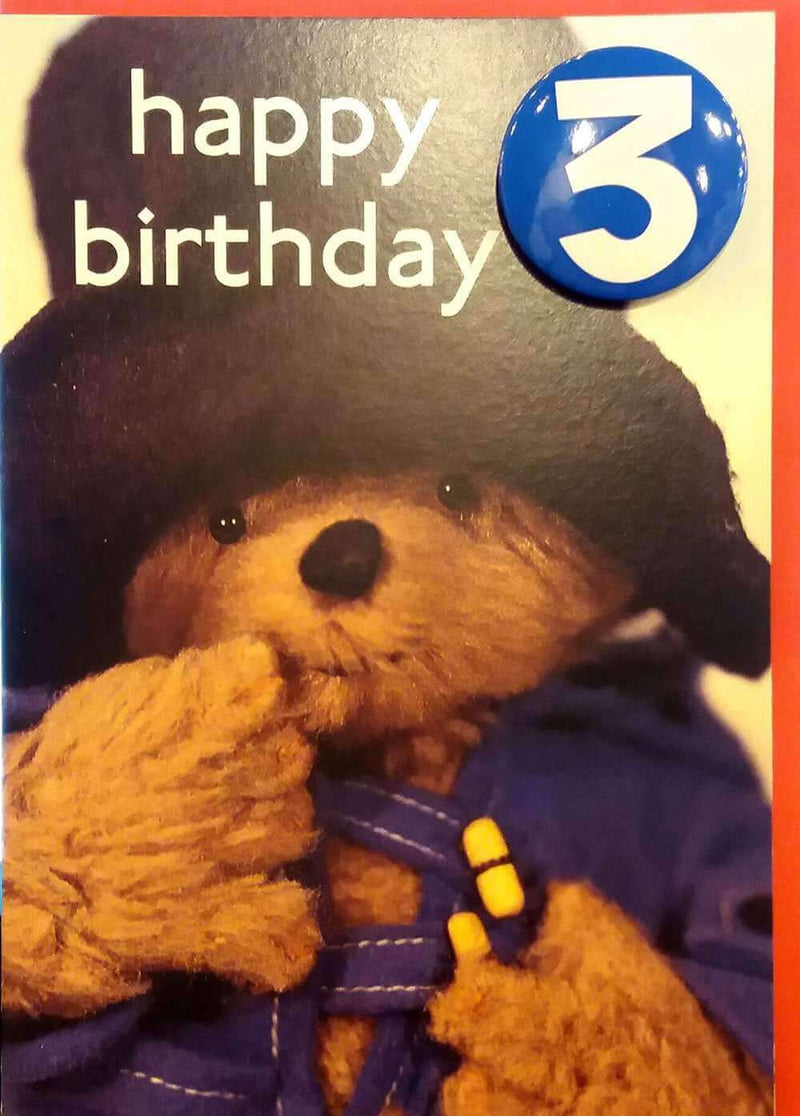 Paddington Bear Badge Card Happy Birthday 3 - Olleke | Disney and Harry Potter Merchandise shop