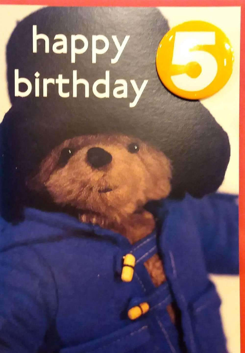 Paddington Bear Badge Card Happy Birthday 5 - Olleke | Disney and Harry Potter Merchandise shop