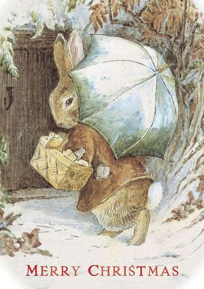 Peter Rabbit Card: Bunny With Basket Merry Christmas - Olleke | Disney and Harry Potter Merchandise shop