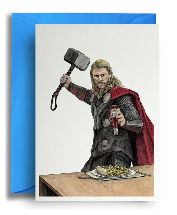 Thor Ketchup Greeting Card - Olleke Wizarding Shop Brugge London Maastricht