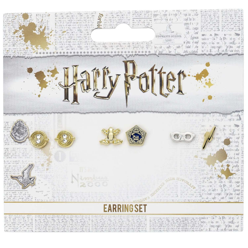 Harry Potter Stud Earring Set including Time Turners, Chocolate Frogs, and Glasses with Lightning Bolt earrings - Olleke Wizarding Shop Brugge London Maastricht
